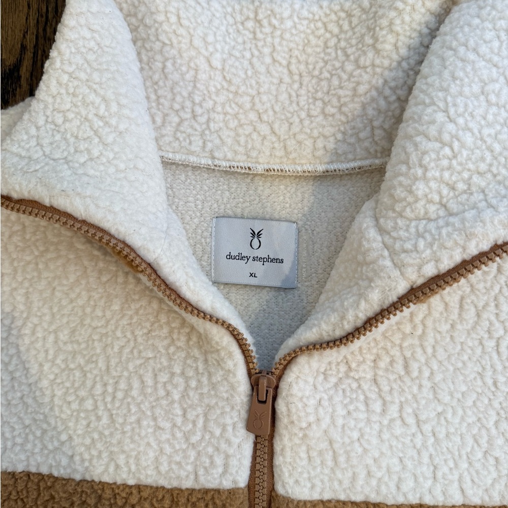 Dudley Stephens Bleeker Sherpa Fleece Camel Cream Quartzip Pullover XL - Picture 7 of 9